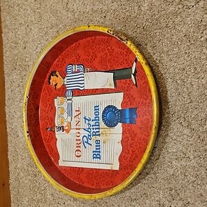 The Original Pabst Blue Ribbon Vintage Metal Beer serving tray with waiter, 13"